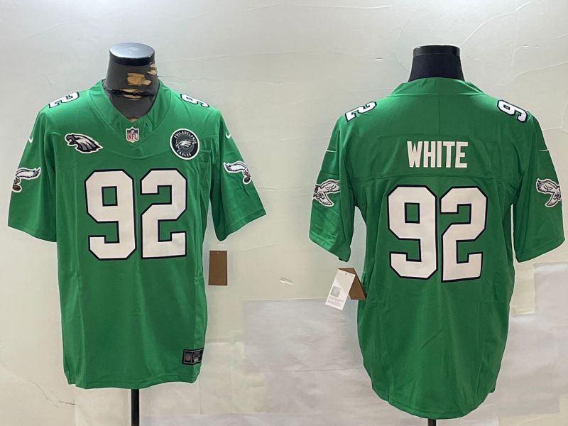 Men Philadelphia Eagles #92 White Green Throwback 2024 Nike Vapor Limited NFL Jersey style 3->philadelphia eagles->NFL Jersey